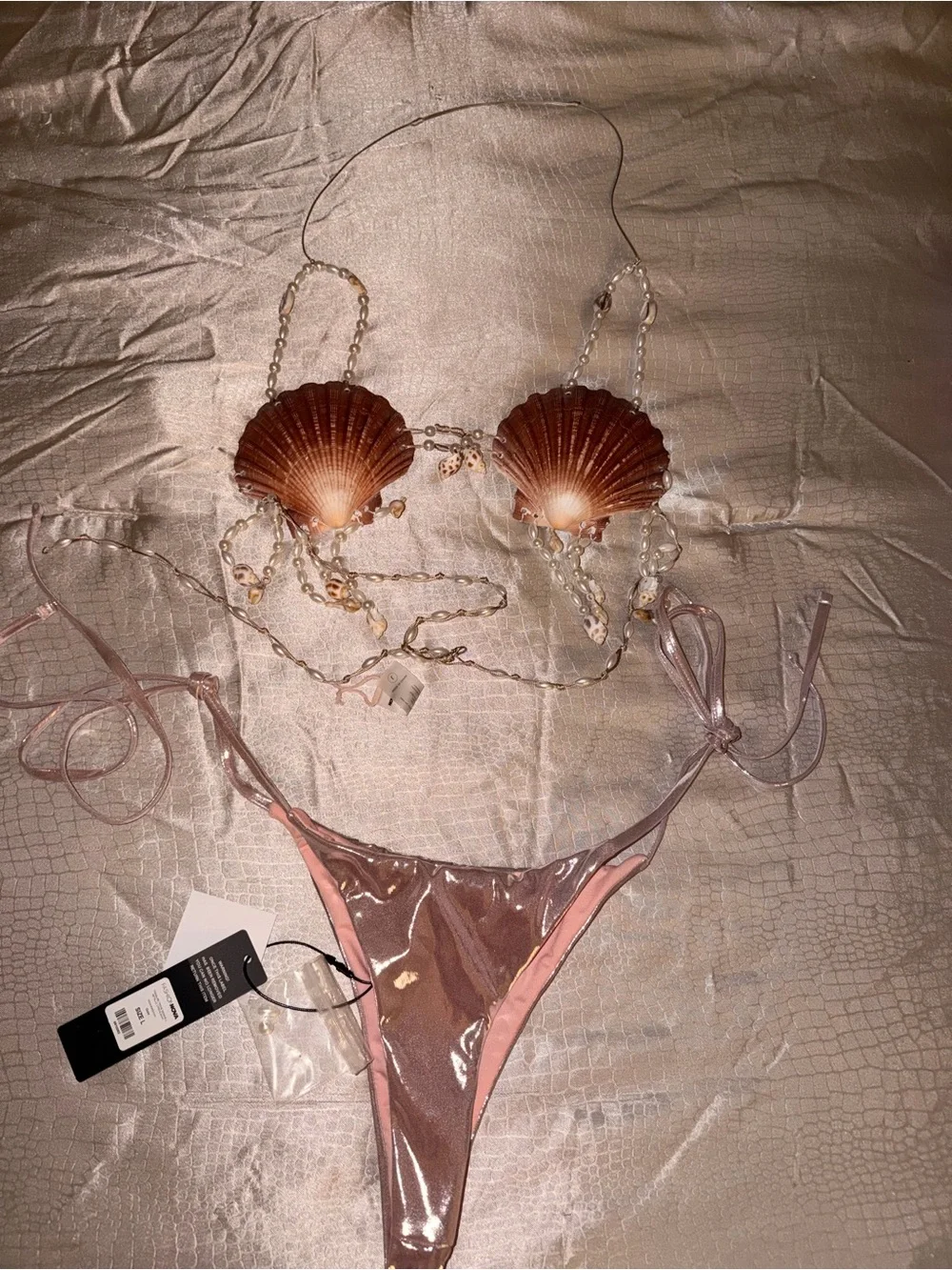 Fashion Nova Pink Shell Bikini Set - Picture 2 of 7